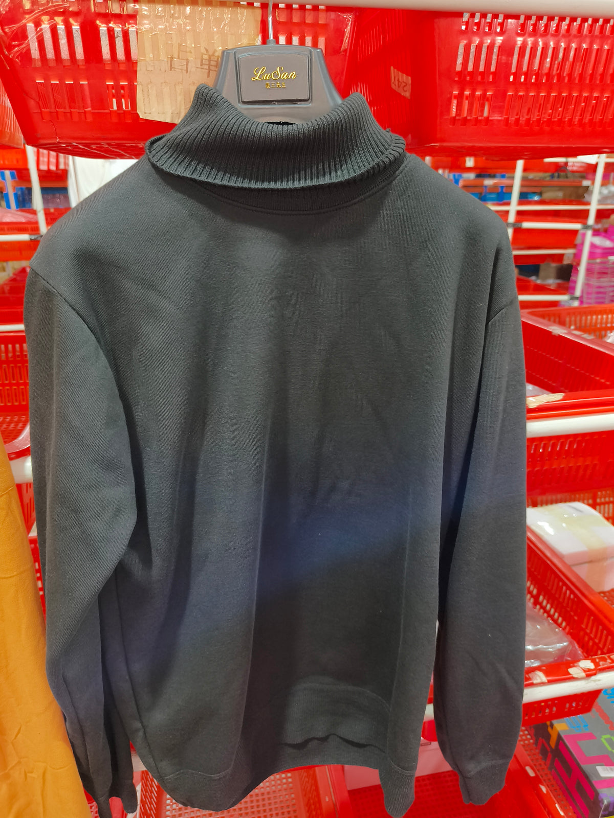 Men's Turtleneck Pullover Sweater Fashion Solid Color Fleece Lined Knitted Long-sleeved Top Clothing by DERILUJA LLC