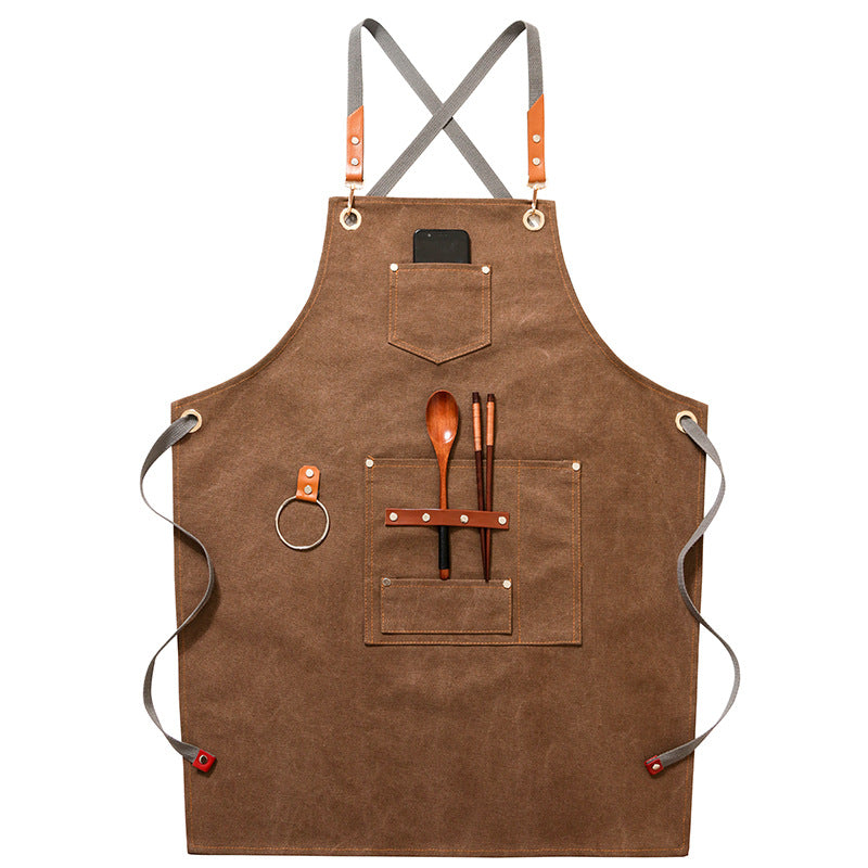 Apron Denim Canvas Cafe Barber Restaurant Unisex Workwear Custom Logo by eprolo