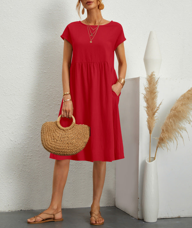 Women’s Summer A-Line Dress with Pockets by DERILUJA LLC
