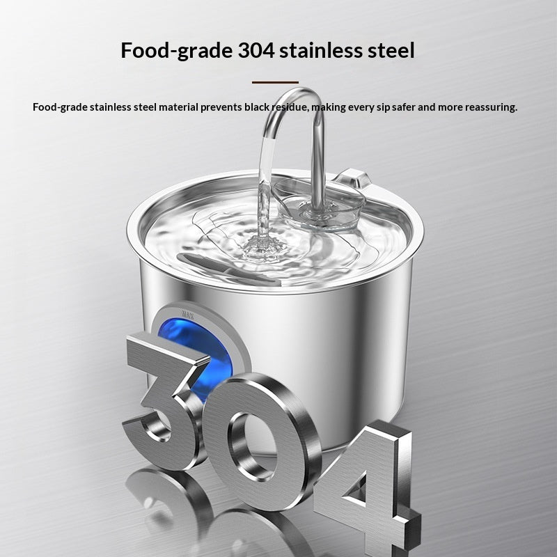 Pet Water Fountain Stainless Steel Water Dispenser by DERILUJA LLC