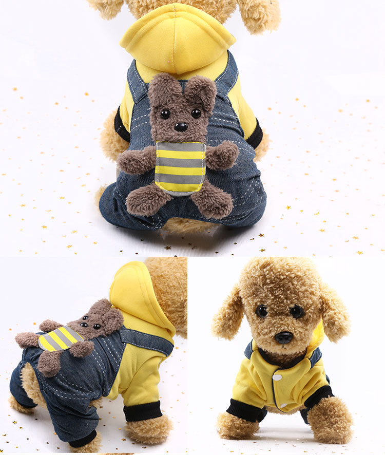 Cross-Border Pet Dog Clothes, Cat Autumn and Winter Four-Legged Cotton Coat, Cartoon Transformation Clothing, Cat Clothing, Dog Clothing Supplies by DERILUJA LLC
