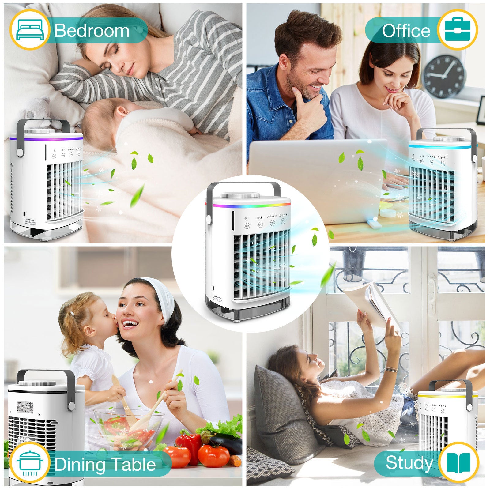 4-Speed Air Conditioning Fan USB Humidification Spray Cooling Fan Household Air Cooler Portable Electric Fan Mini Fan by eprolo