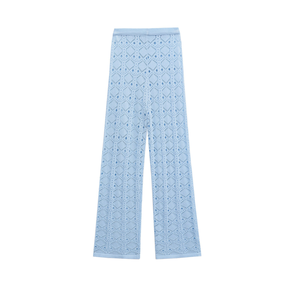 Knitted strapless and hollowed out pants set