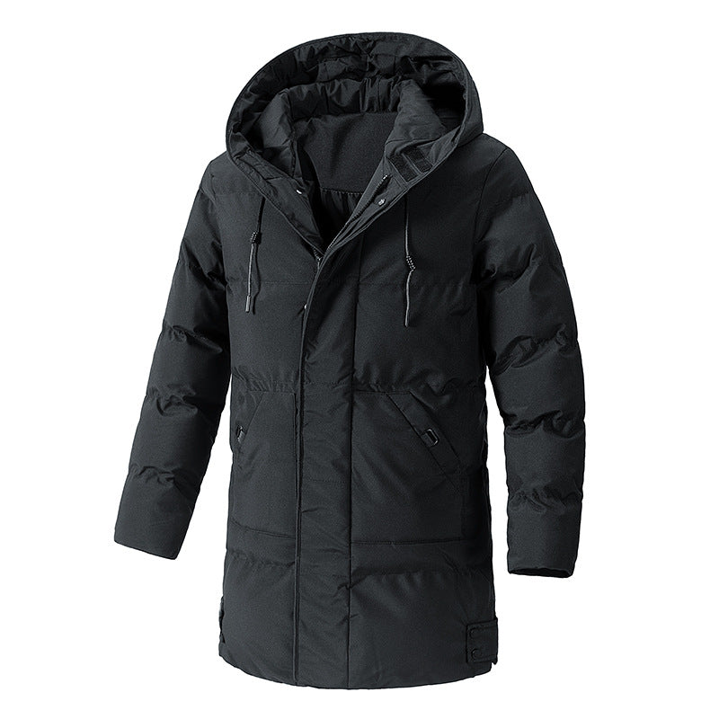 Winter simple cotton jacket plus size men's Korean version casual fashion versatile warm cotton jacket medium long men's by eprolo