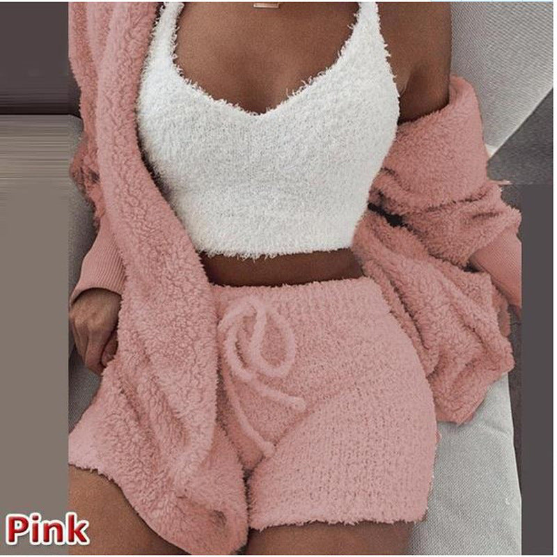 3 Pieces Of Fashionable Ladies Plush Home Clothes by My Store