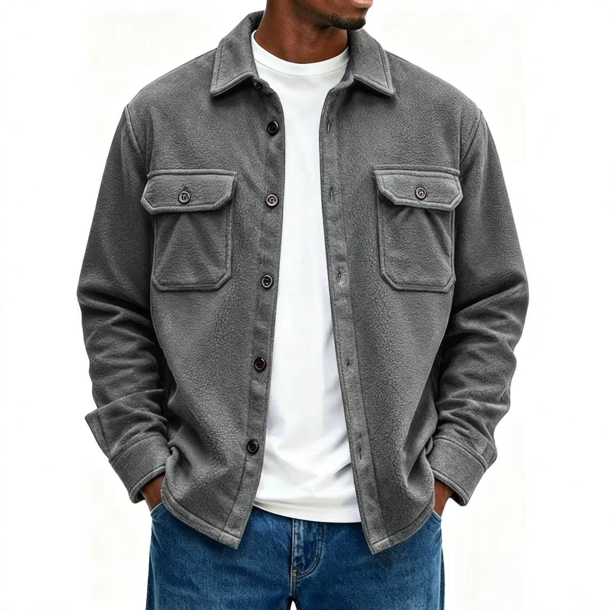 Men's Casual Loose-fit Jacket Coat by DERILUJA LLC