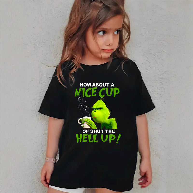 Combed Cotton New Christmas Children's Short Sleeve Girls' T-Shirt Kids Clothing Boys' Short Sleeve by eprolo