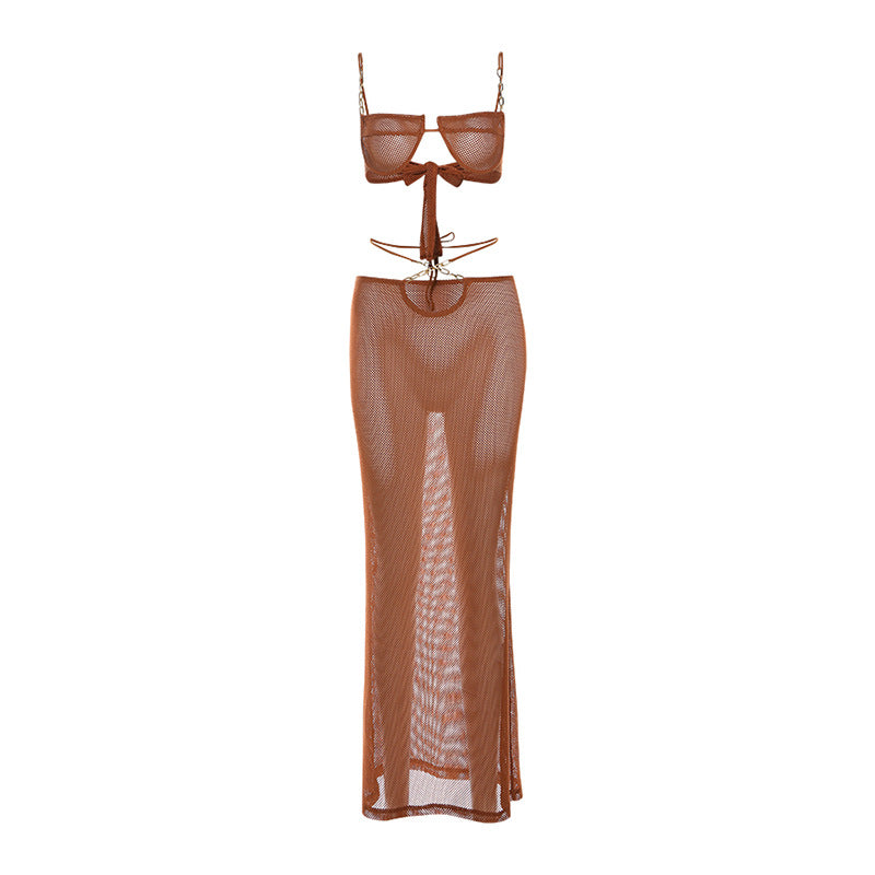 Fashion Bikini Set with Sheer Cut-Out Bodycon Skirt for Women by eprolo