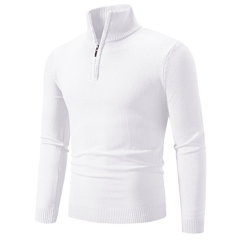 Zip-up Turtleneck Pullover Men's Long Sleeved Sweater by My Store