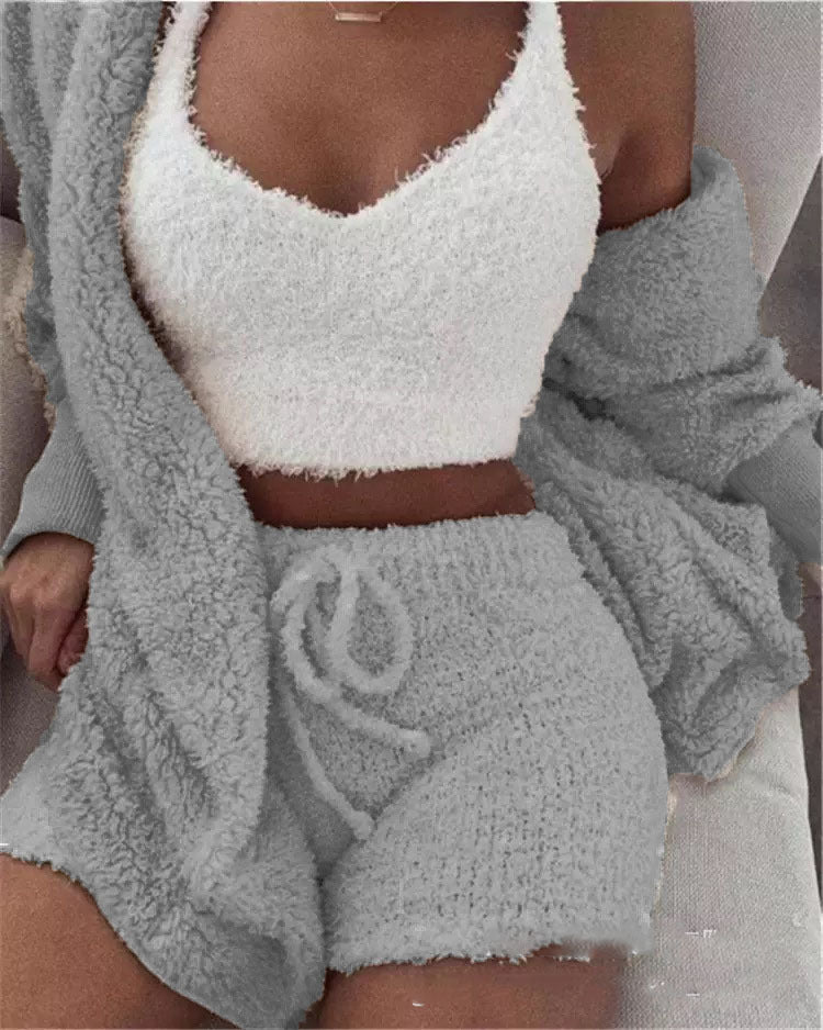 3 Pieces Of Fashionable Ladies Plush Home Clothes by My Store
