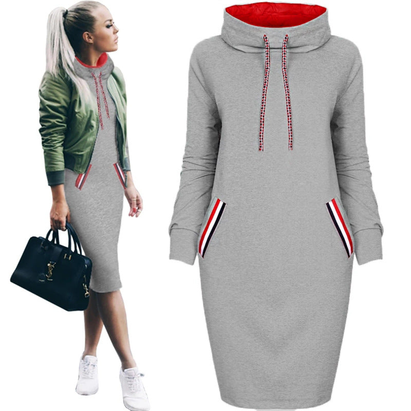 Autumn winter dress Long sleeve vestidos Casual party dresses vestido de festa women dress plus size High collar robe femme by DERILUJA LLC