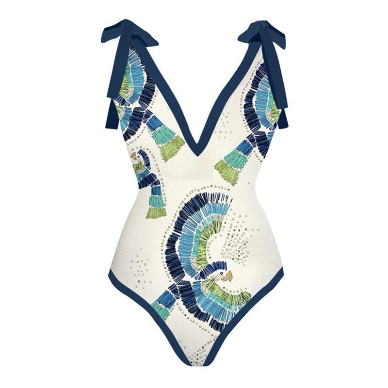 Fashion New Print Sexy Sunscreen Screen Beach Skirt Women One Piece Two Piece Swimsuit by eprolo