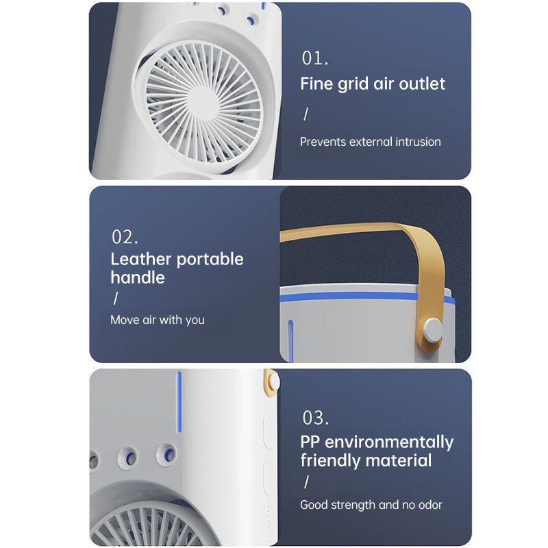 Rechargeable Portable Mini Fan with Spray Cooling – Desktop/ Room Use, Ventilation & LED Light by eprolo