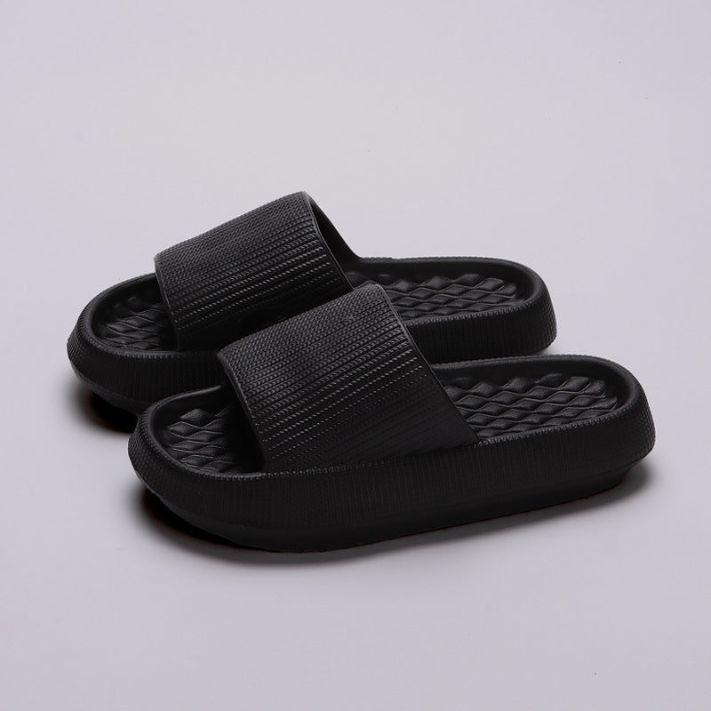 Summer EVA Slippers Solid Color Rhombus Stripe Anti-slip Slippers New Women's Home Shoes by My Store