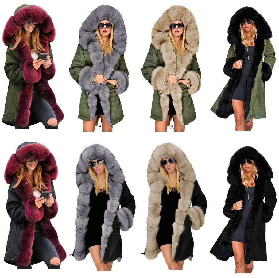 Cotton-padded Jacket Fur Collar Coat Hooded by DERILUJA LLC
