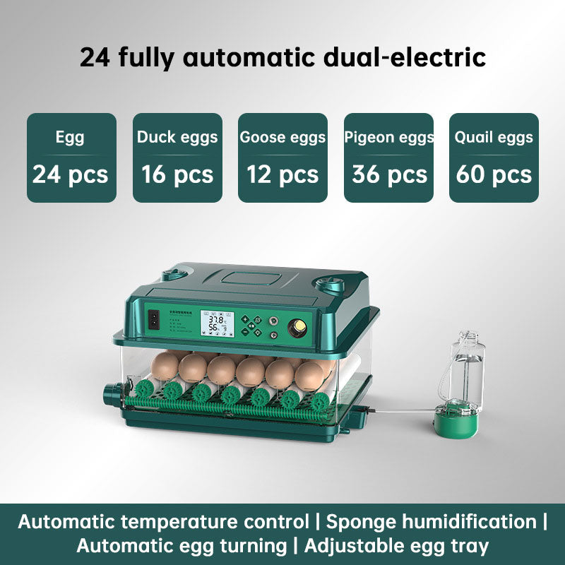 24/36 Egg Incubator Fully Automatic, Auto Turner & Temp Control, Dual Power 220V/12V Mini Poultry Hatcher for Chicken Duck by eprolo