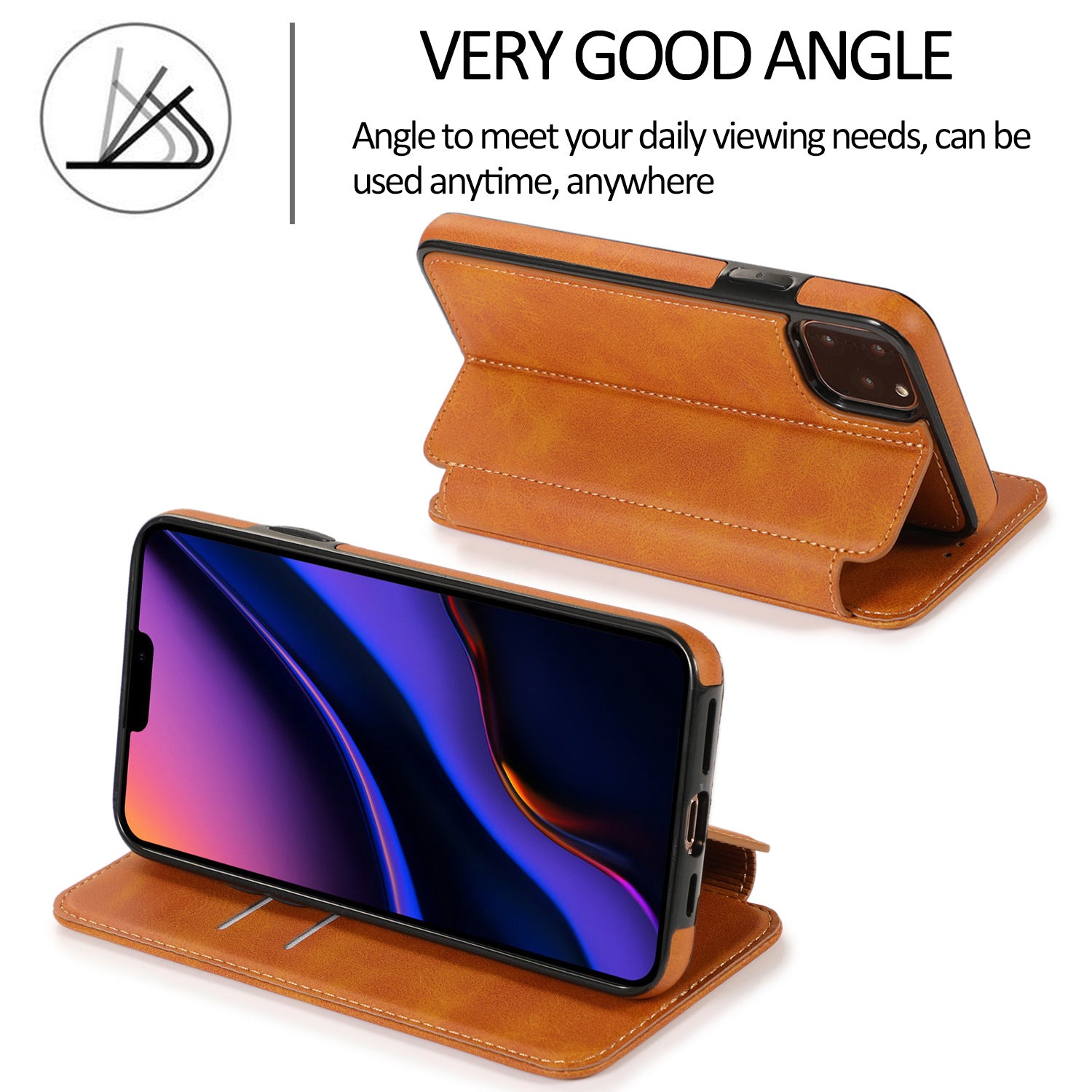 Suitable for IP13 phone protective case, Apple 14PRO flip phone case, 14PROMAX card insertion phone leather case by eprolo