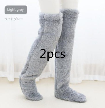 Over Knee High Fuzzy Long Socks Winter Warm Cold Leg Knee Joint Cold-proof Stockings Home Floor Sleeping Socks by My Store
