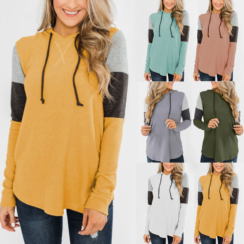 Top Loose Design Hoodie Long-sleeved Contrast Sweater by Badon Shop LLC