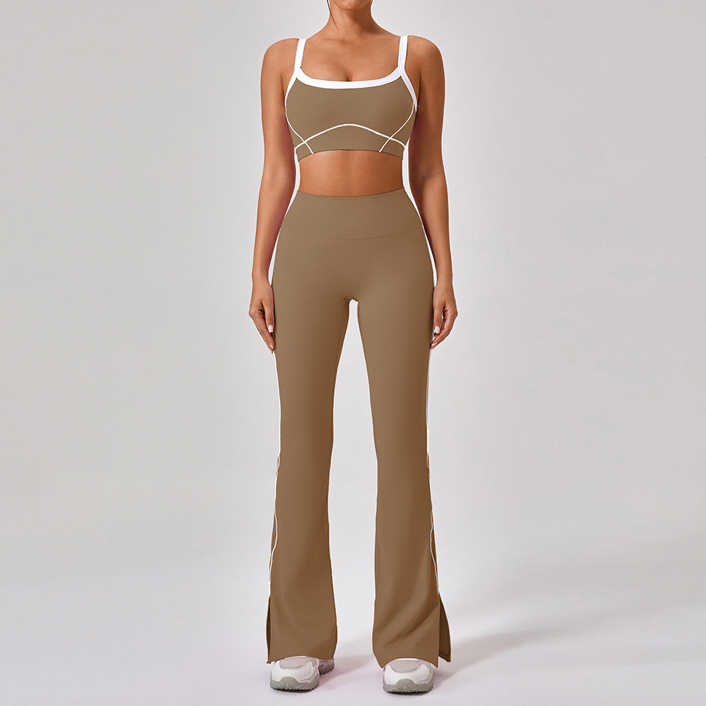 Outdoor Sports Yoga Suits Women's Spaghetti Strap Contrast Color Fitness Set Outfits by My Store