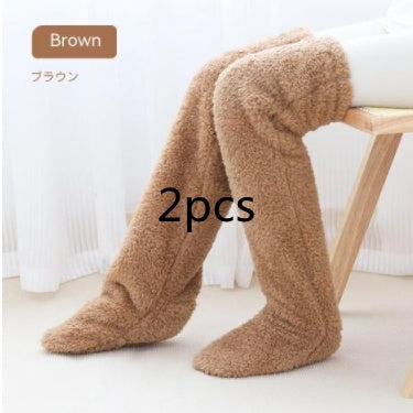Over Knee High Fuzzy Long Socks Winter Warm Cold Leg Knee Joint Cold-proof Stockings Home Floor Sleeping Socks by My Store