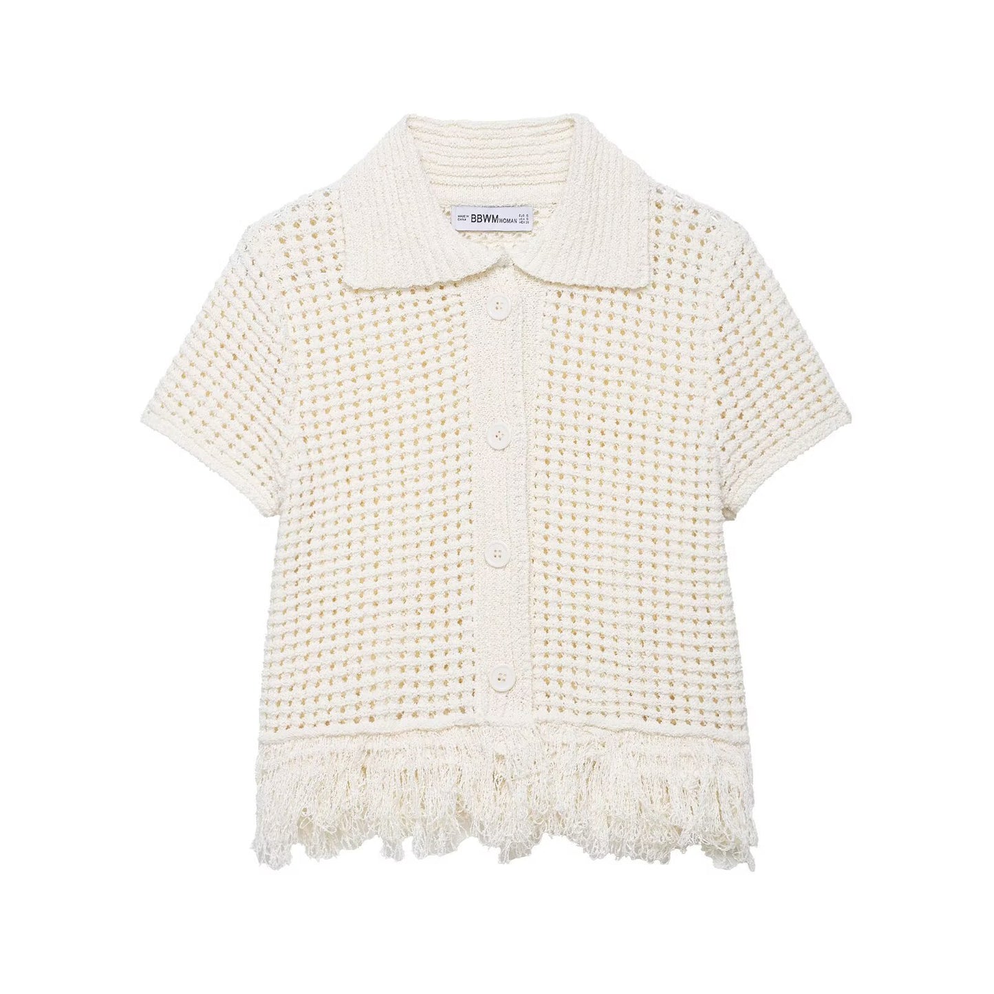 Tassel embellished plaid knitted jacket+half skirt set by eprolo