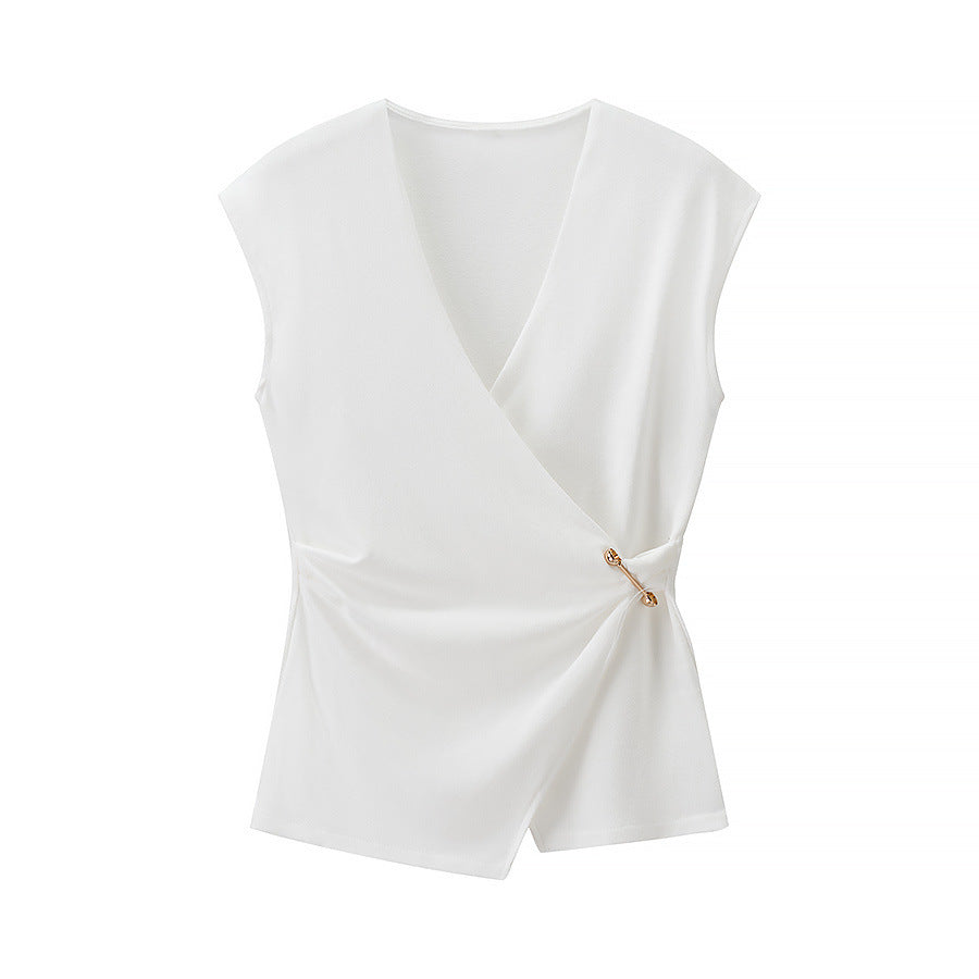 Pin texture sleeveless top+pants set by eprolo