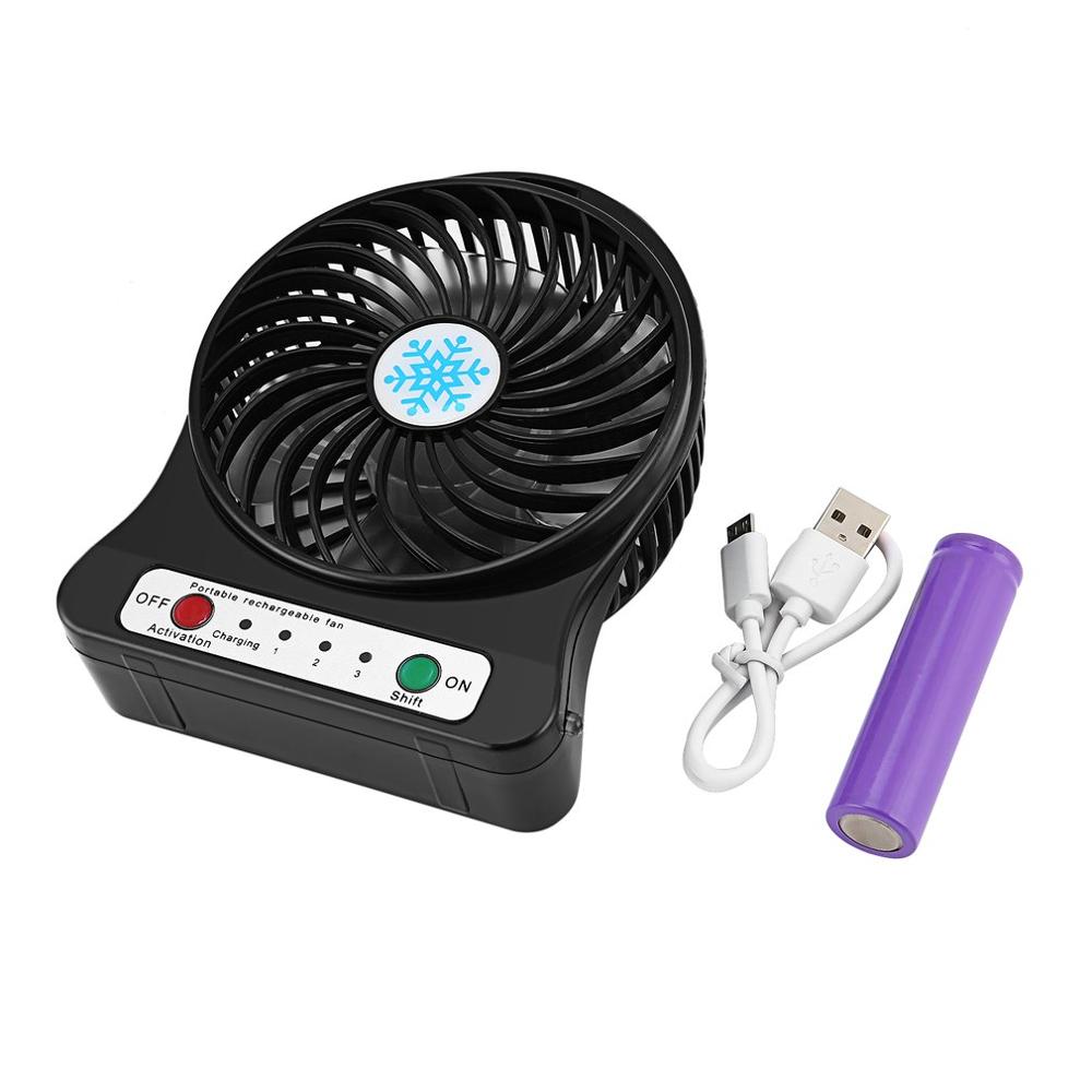 Mini Portable Fan Usb Rechargeable Air Cooler 4-inch 3 Modes Speed LED Lighting Function Desktop Fan Student Fan by eprolo