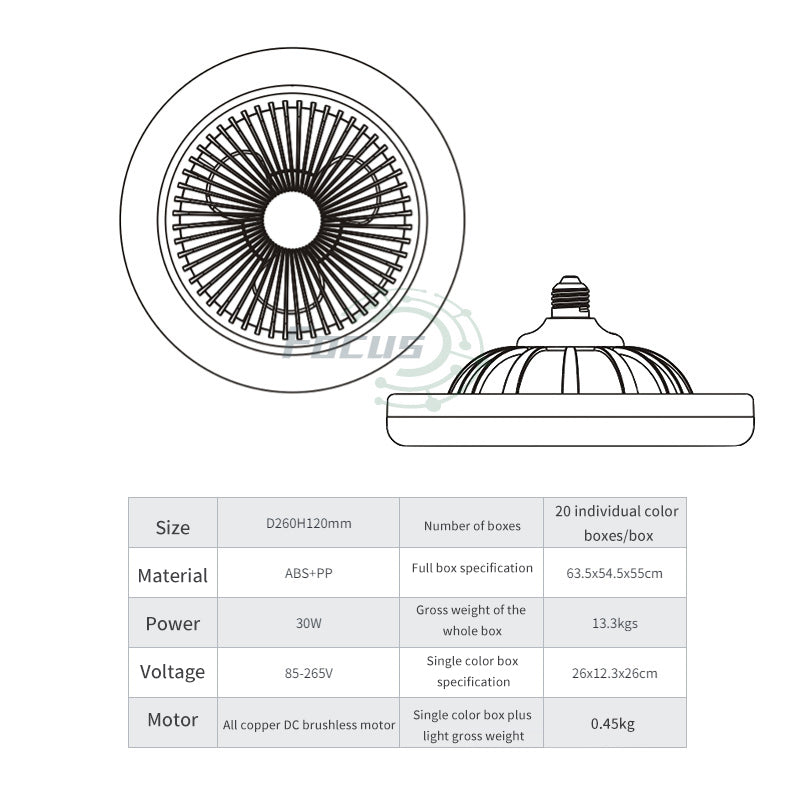 30W Silent 3 Speeds Ceiling Fan with Remote Control with Lighting Lamp E27 Converter Base for Bedroom Living Home by eprolo