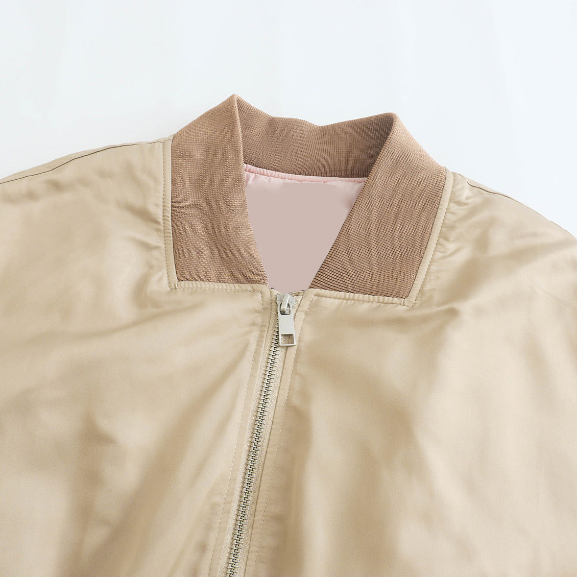 Fashion new silk texture zipper decoration short jacket women's clothing by eprolo