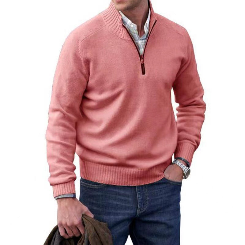 Men's Zipper Stand up Collar Sweater Wool Men's Warm Sweater by eprolo
