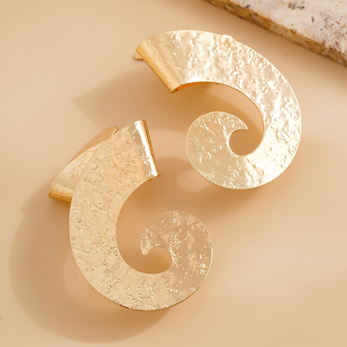 Personalized Geometric Trendy Female Irregular Earrings Double Fold Fan shaped Metal Earrings by eprolo