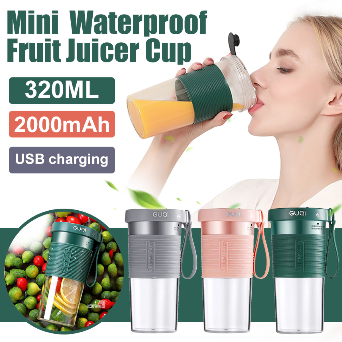 Portable Juice Juicing Cup Home USB Charging Mini Electric Juicer Fruit Blender by eprolo