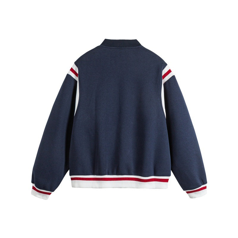 Color-blocked Patchwork Loose Baseball Jacket by eprolo
