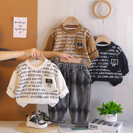 Baby casual letter hoodie two-piece set by eprolo