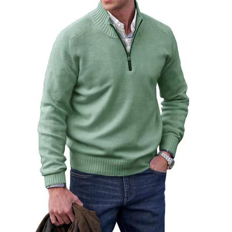 Men's Zipper Stand up Collar Sweater Wool Men's Warm Sweater by eprolo
