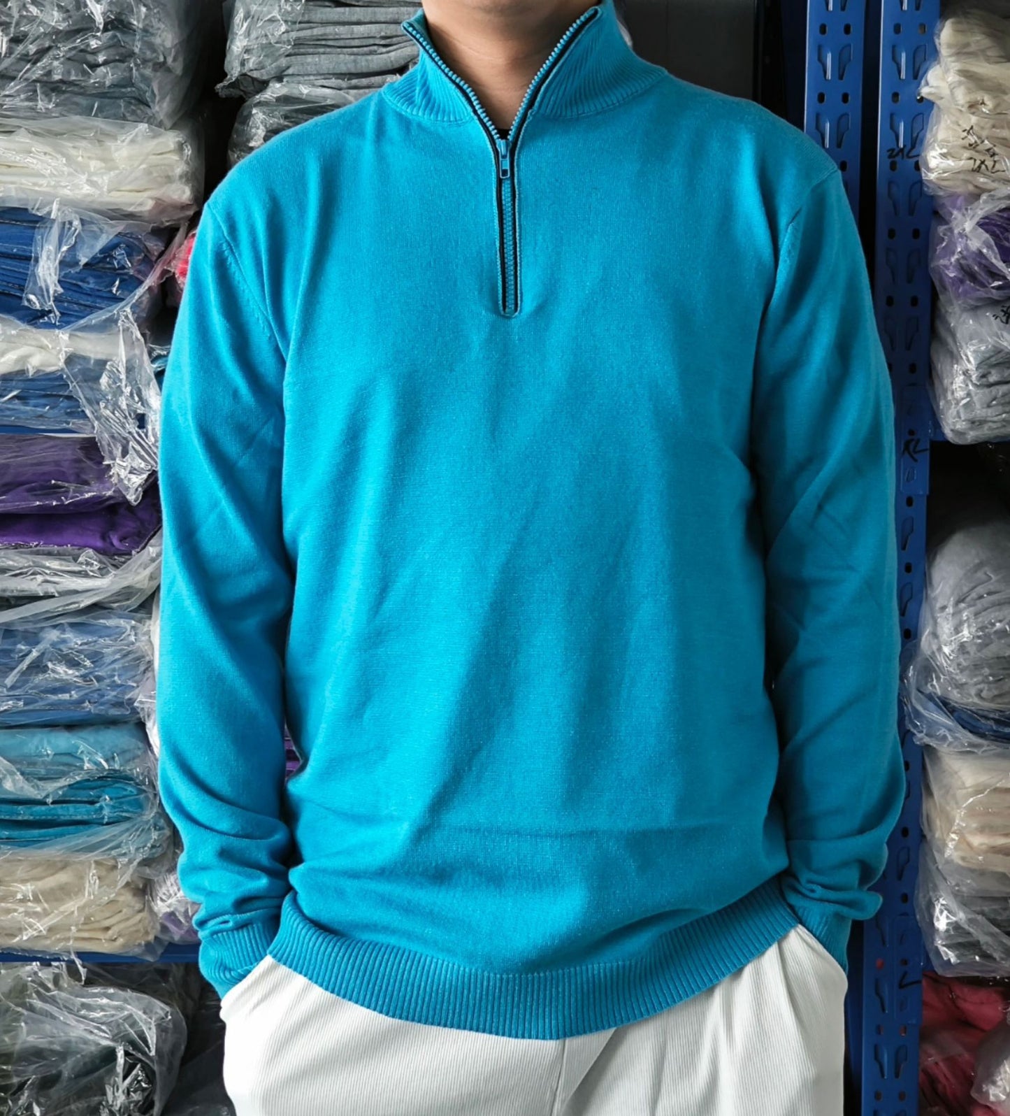 Men's Zipper Stand up Collar Sweater Wool Men's Warm Sweater by eprolo