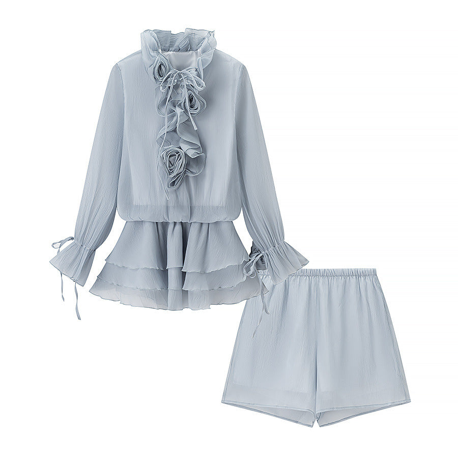 Flower top+shorts set