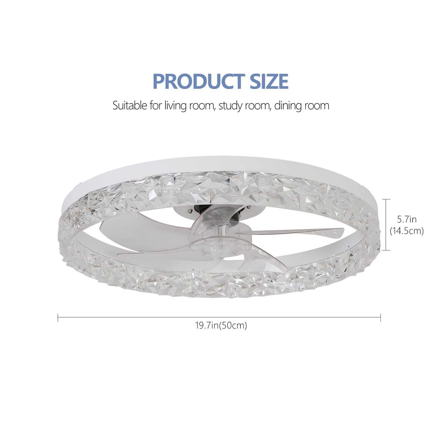 Modern acrylic ceiling fan light with remote control, dimmable LED pendant light, 6-speed adjustable, silent motor by eprolo