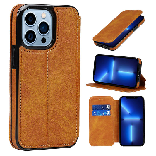Suitable for IP13 phone protective case, Apple 14PRO flip phone case, 14PROMAX card insertion phone leather case by eprolo