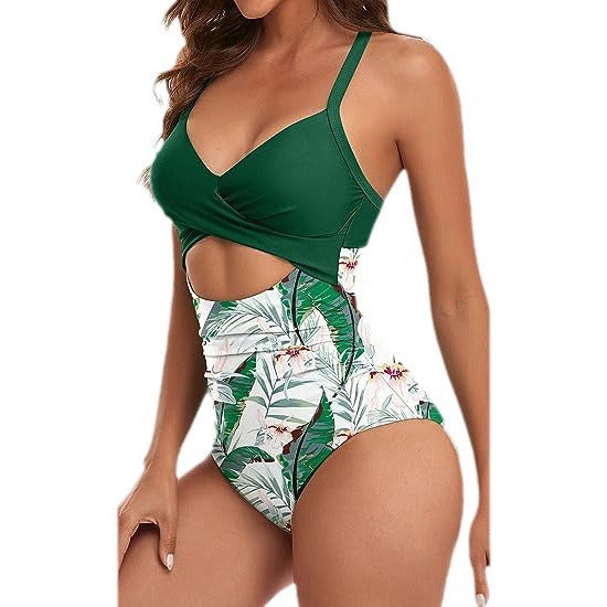 one-piece hard pack swimsuit with hollowed out solid color swimsuit, women's high waisted tight fitting swimsuit by eprolo