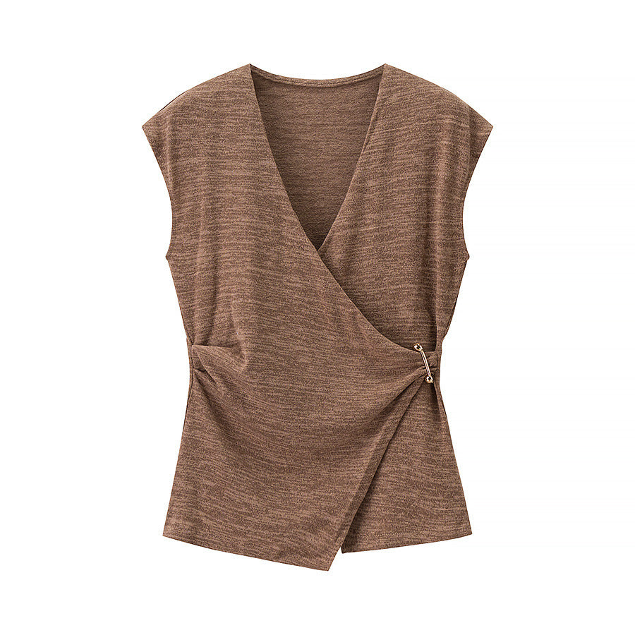 Pin texture sleeveless top+pants set by eprolo
