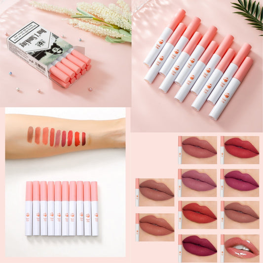 10 PCS Lana Del Rey Lipstick Matte Non Stick Cup Lip Gloss Smoke Pipe Lip Gloss Set Velvet Liquid Lipstick European Makeup by eprolo