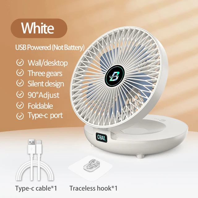 Best Sellers 2IN1 Folding Desktop Fan Portable Air Conditioner Wall Mounted Fan Rechargeable With 3 Gears for Home Office by eprolo