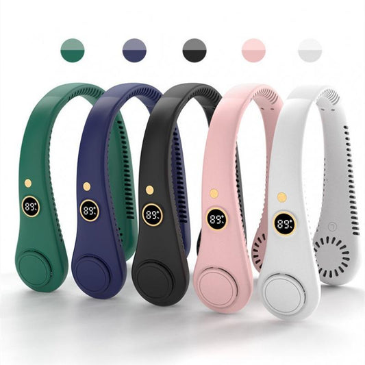 Bladeless Rechargeable Neck Fan Portable Outdoor Hanging 5 Speeds Adjustable Neck Fan Box Plastic Hand Free by eprolo