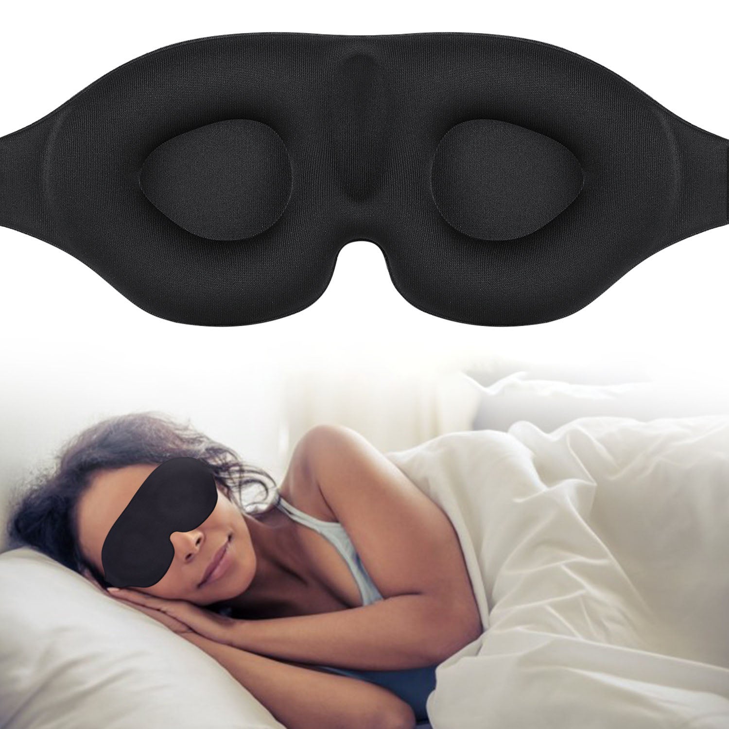 3D Three-Dimensional Sleep Eye Mask Memory Foam Black Blackout Breathable Eye Protection