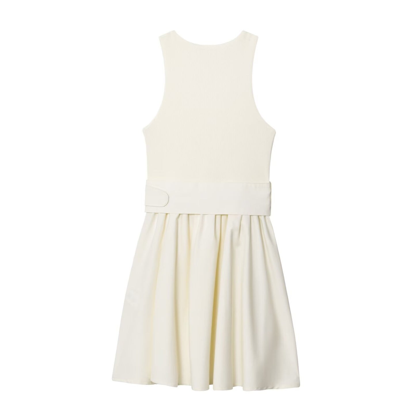 Sleeveless dress with waist belt and diagonal splicing by eprolo