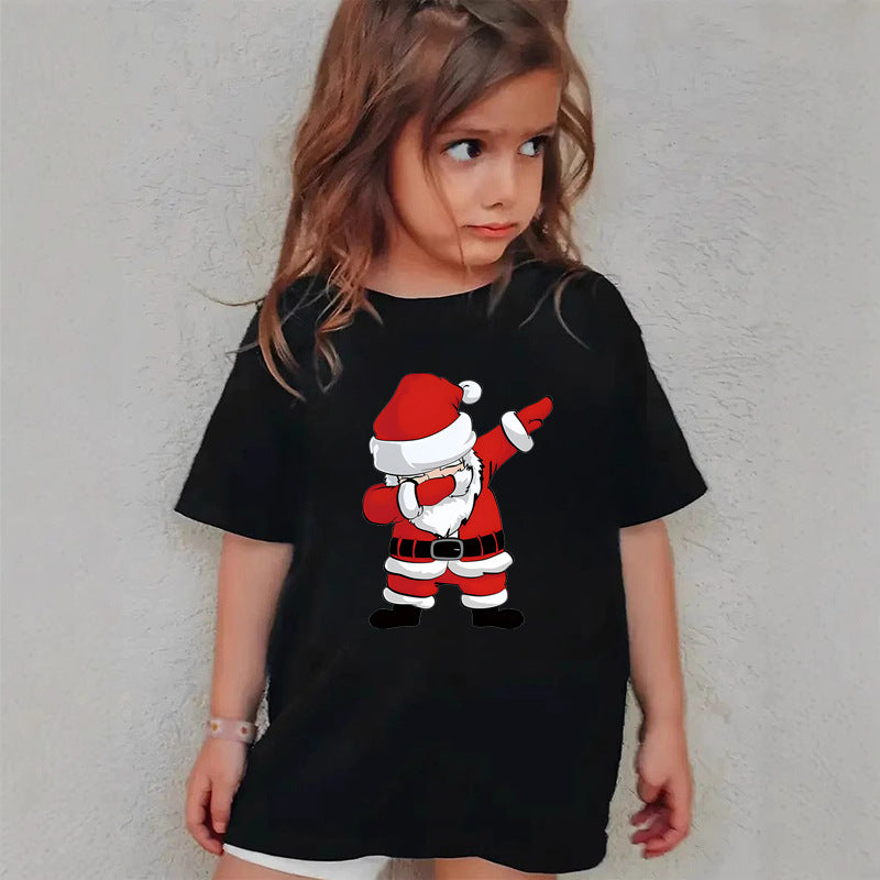 Combed Cotton New Christmas Children's Short Sleeve Girls' T-Shirt Kids Clothing Boys' Short Sleeve by eprolo