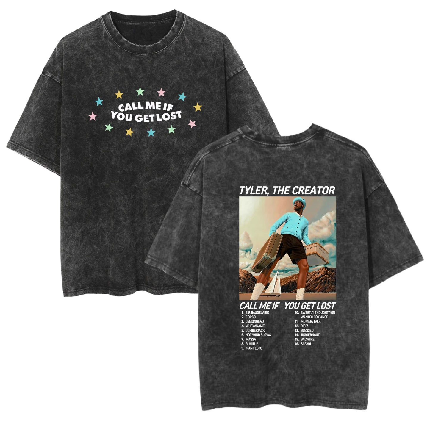 Rap Singer Washed Retro Short Sleeve Fan Commemorative T-Shirt by eprolo
