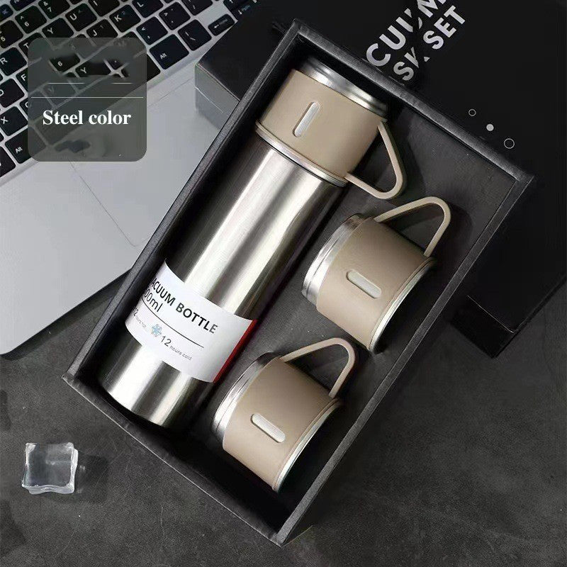 A cup of three-lid thermos cup portable fashion gift box set stainless steel cup by eprolo